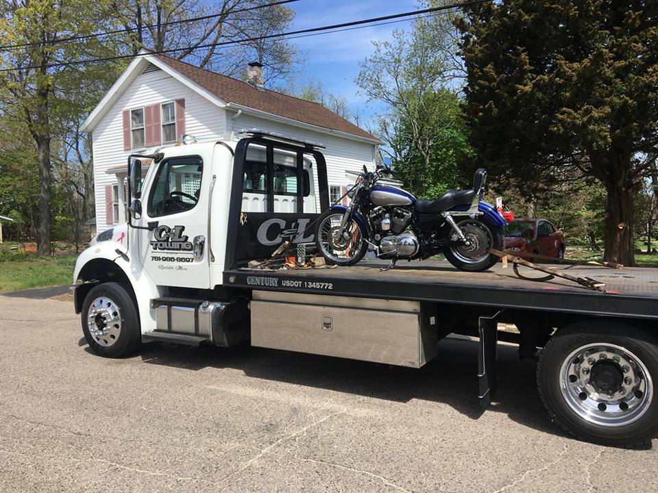 Motorcycle on Flat Bed