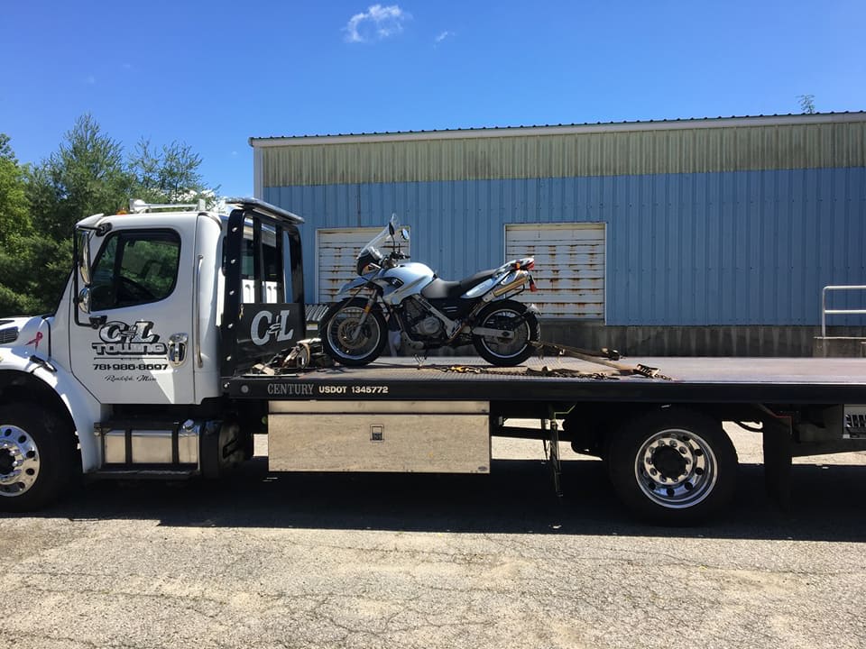 Motorcycle on Flat Bed